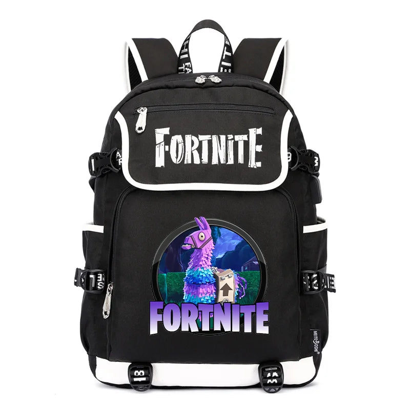 Zaino Fortnites di grande capacità, borsa casual a tracolla con porta USB, unisex, stile anime, cartella per studenti, nuovo regalo di cancelleria elegante