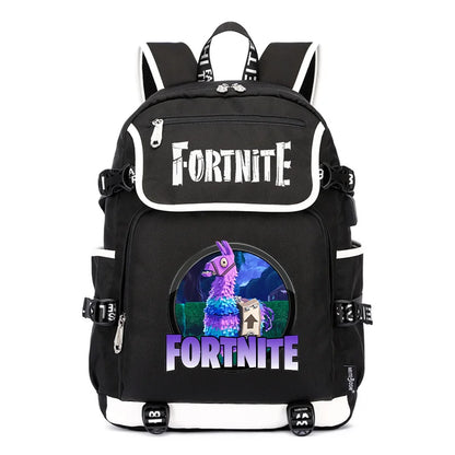 Zaino Fortnites di grande capacità, borsa casual a tracolla con porta USB, unisex, stile anime, cartella per studenti, nuovo regalo di cancelleria elegante