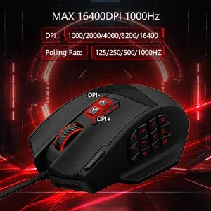 E-YOOSO X-39 програмируема геймърска мишка, кабелна RGB мишка с 18 бутона, 8 сменяеми тежести, 5 DPI нива, ергономичен захват за компютър