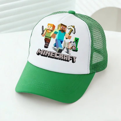 Baseballové čiapky s sieťovinou s motívmi z hry Minecraft, kreslené postavičky, pre dospelých a deti, športové čiapky, pre chlapcov a dievčatá, letné vonkajšie čiapky s klobúkom proti slnku, darček