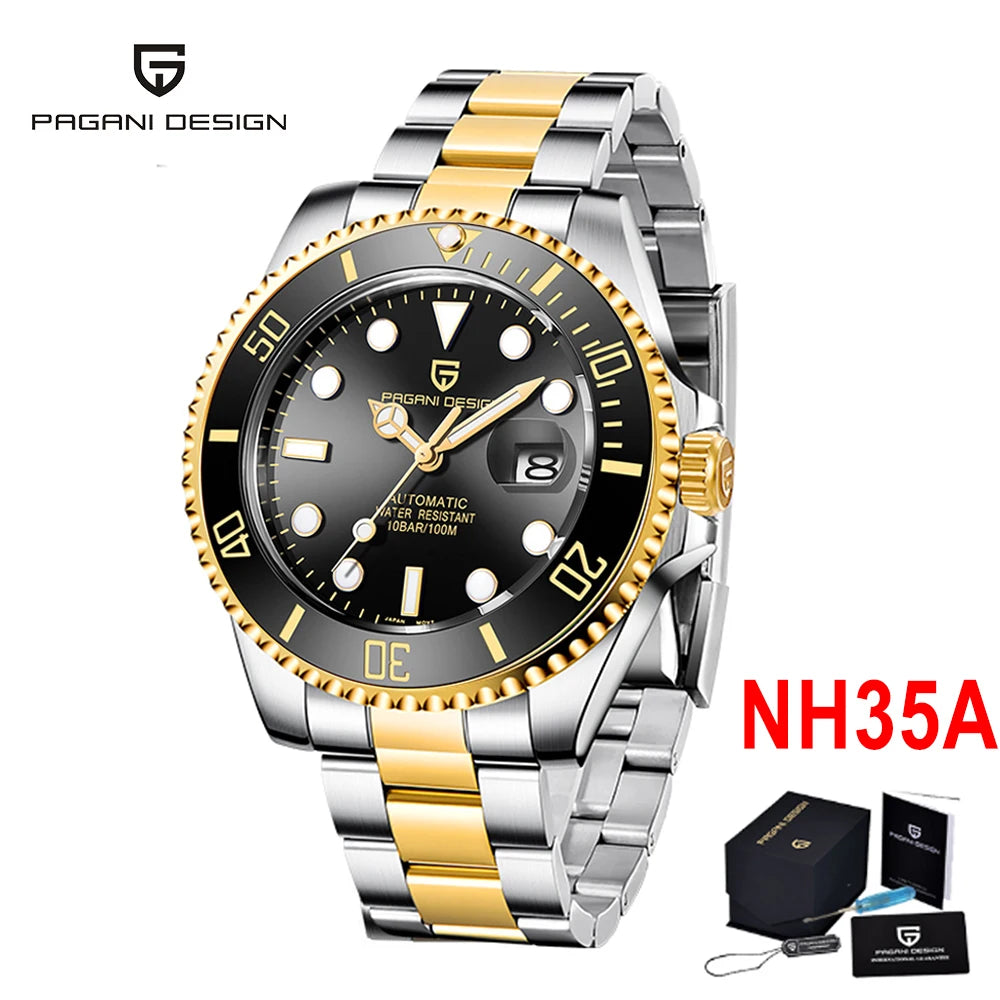 PAGANI DESIGN 2026 New Men's Watches Top Luxury Gold Automatic Mechanical Wrist Watch Men Stainless Steel Waterproof Men Watch
