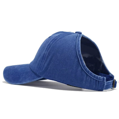 1pc Retro Washed Little Heart Embroidered Ponytail Baseball Cap  for Women,Outdoor Sports Adjustable Women's Cap for Daily Wear