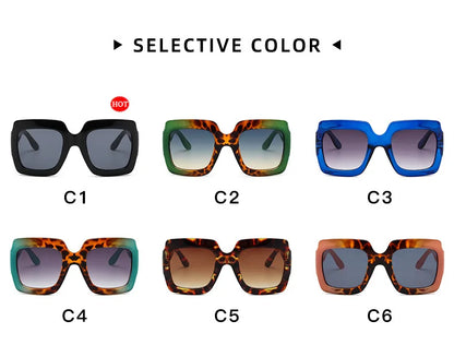 Fashion Women Oversize Sunglasses Gradient Retro Luxury Brand Designer Square Sun Glasses Female Trending Shades UV400 Eyeglas