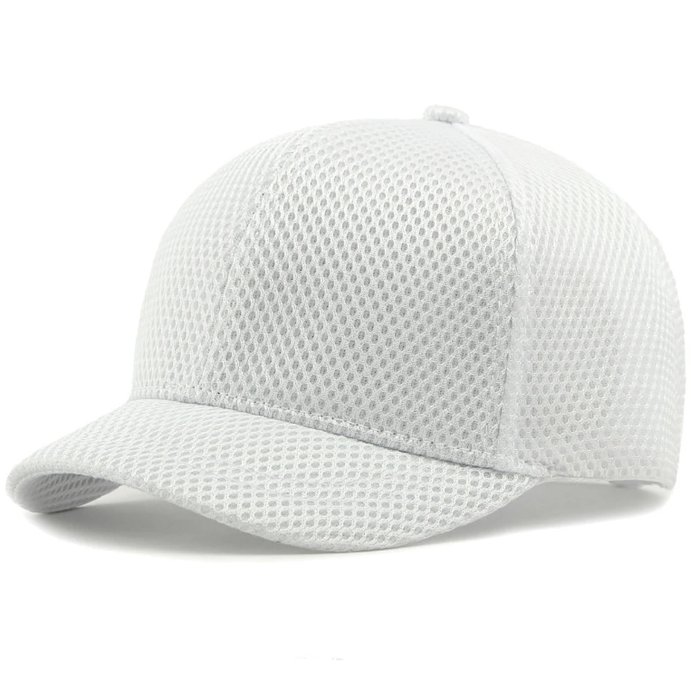 HT4828 5 cm Baseballkappe mit kurzer Krempe für Herren, 6-Panel-Baseballkappe, atmungsaktive Mesh-Trucker-Cap, Herren und Damen, einfarbig, schlichte Snapback-Cap