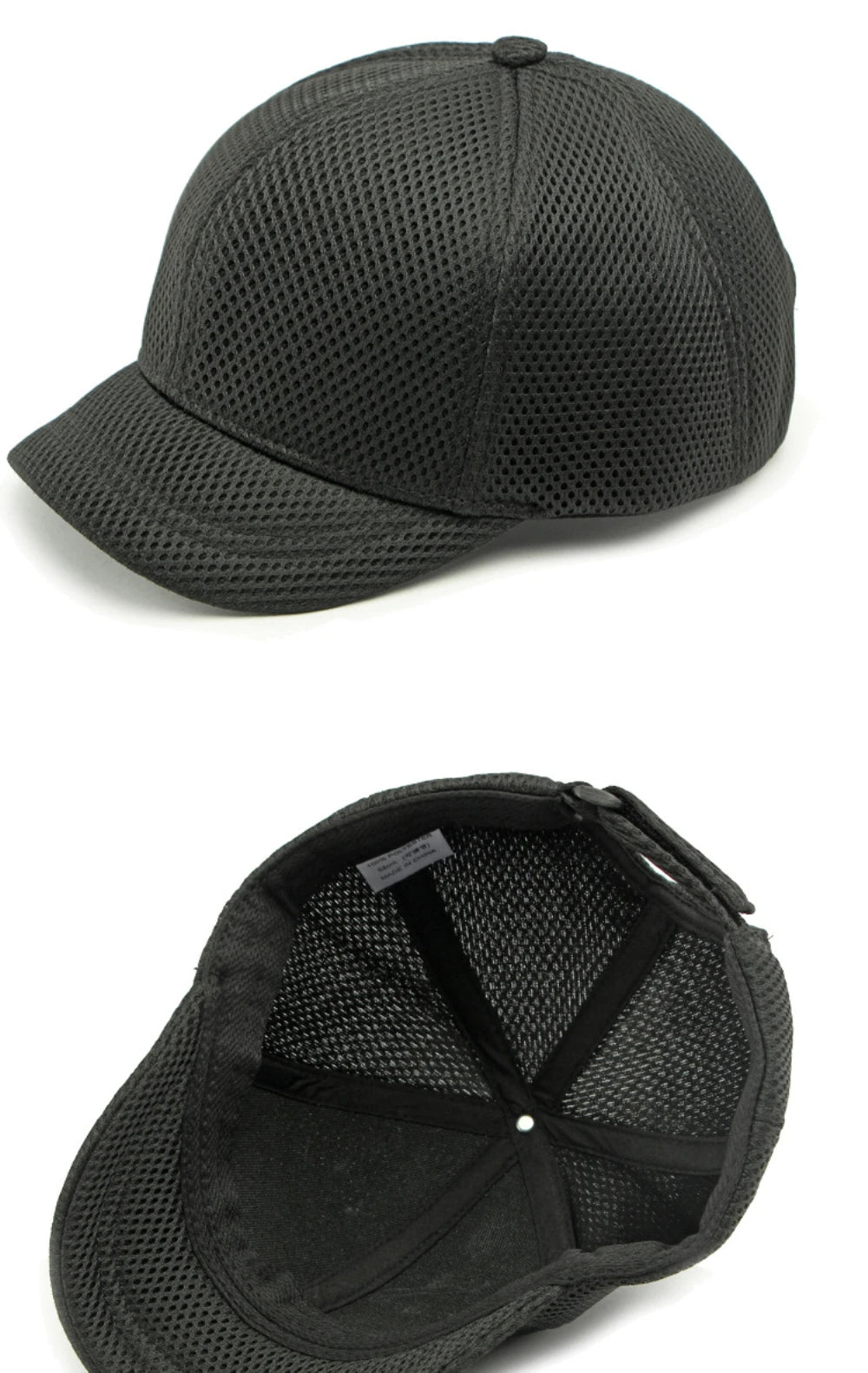 HT4828 5 cm Baseballkappe mit kurzer Krempe für Herren, 6-Panel-Baseballkappe, atmungsaktive Mesh-Trucker-Cap, Herren und Damen, einfarbig, schlichte Snapback-Cap