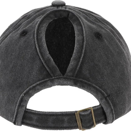 1pc Retro Washed Little Heart Embroidered Ponytail Baseball Cap  for Women,Outdoor Sports Adjustable Women's Cap for Daily Wear