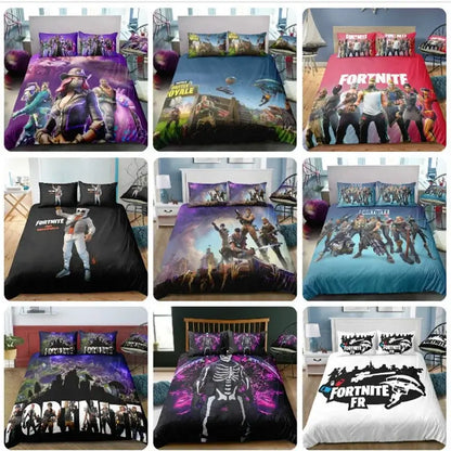 Fortnite Bedding Set Duvet Cover 3 Piece 3D Printed Bedroom Bedding Game Anime Cartoon Pillowcase Room Decoration Gifts