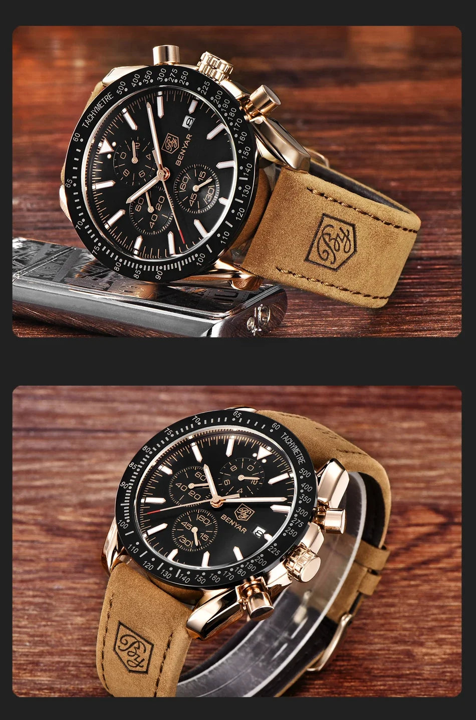 Ceas pentru bărbați BENYAR 5140, ceas sport casual, ceas de lux cu cuarț rezistent la apă, cronograf militar de marcă de lux.