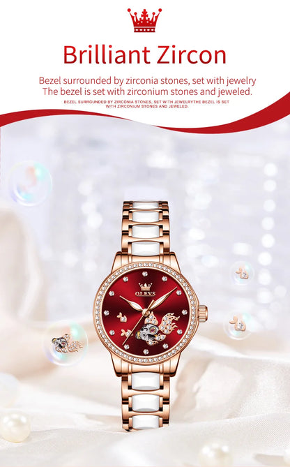 OLEVS Brand steel strip fully automatic mechanical watch for women 7001