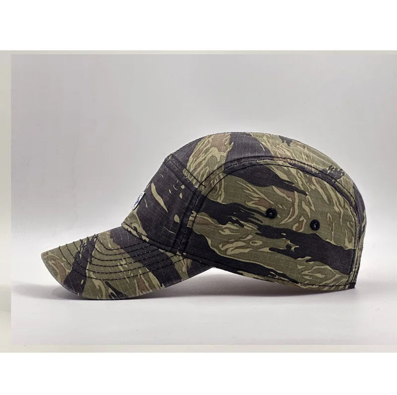 Baseballkappe im Workwear-Stil mit Camouflage-Muster und kurzer Krempe für Damen und Herren, trendige Unisex-Outdoor-Sonnenkappe