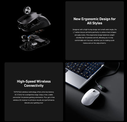 Official MCHOSE L7 Pro Wireless Gaming Mouse PAW3395 E-Sport Sensor Optical Switch TOPSPEED 8K Polling Rate 39g 250mAh Mice