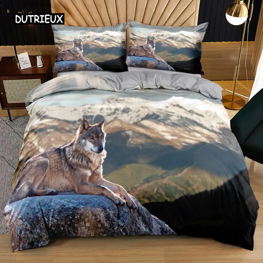 3D Wolf Beddengoedset Zwart Wit Dromenvanger Tribale Stijl Dekbedovertrek voor Tieners Volwassenen Vrouwen Mannen Slaapkamerdecoratie