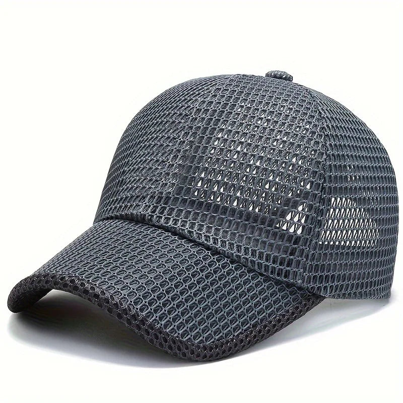 Men's Solid Color Mesh Breathable Baseball Cap Sun Protection Hat Women Sports Cap Camping Cap
