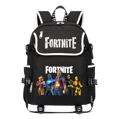 Zaino Fortnites di grande capacità, borsa casual a tracolla con porta USB, unisex, stile anime, cartella per studenti, nuovo regalo di cancelleria elegante