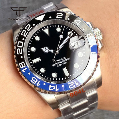Tandorio 40mm Men's Automatic Watch Date Mechanical Miyota8215/PT5000 Movt Sapphire Business Waterproof Wristwatch Screw Crown
