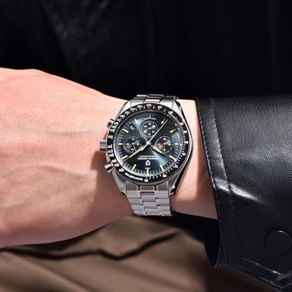 Pánske hodinky PAGANI DESIGN „New Moon“ – luxusné quartzové hodinky, chronograf, zafírové sklo s antireflexnou úpravou, keramický rámček, luminiscenčné ručičky