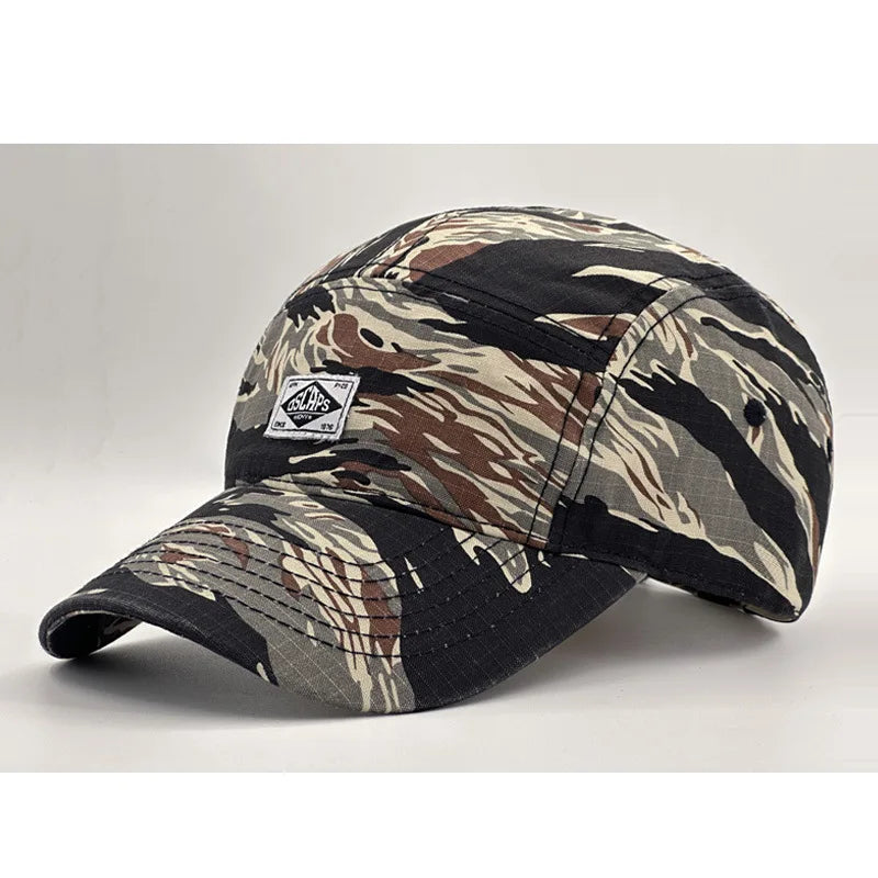 Baseballkappe im Workwear-Stil mit Camouflage-Muster und kurzer Krempe für Damen und Herren, trendige Unisex-Outdoor-Sonnenkappe