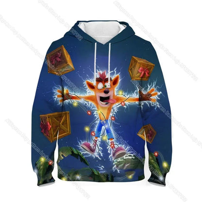 Dětské mikiny s kapucí Crash Bandicoot On the Run – jarní kolekce pro chlapce a dívky, mikiny s motivy z kreslených seriálů a anime, dětské svršky, kabáty a pulovry pro batolata