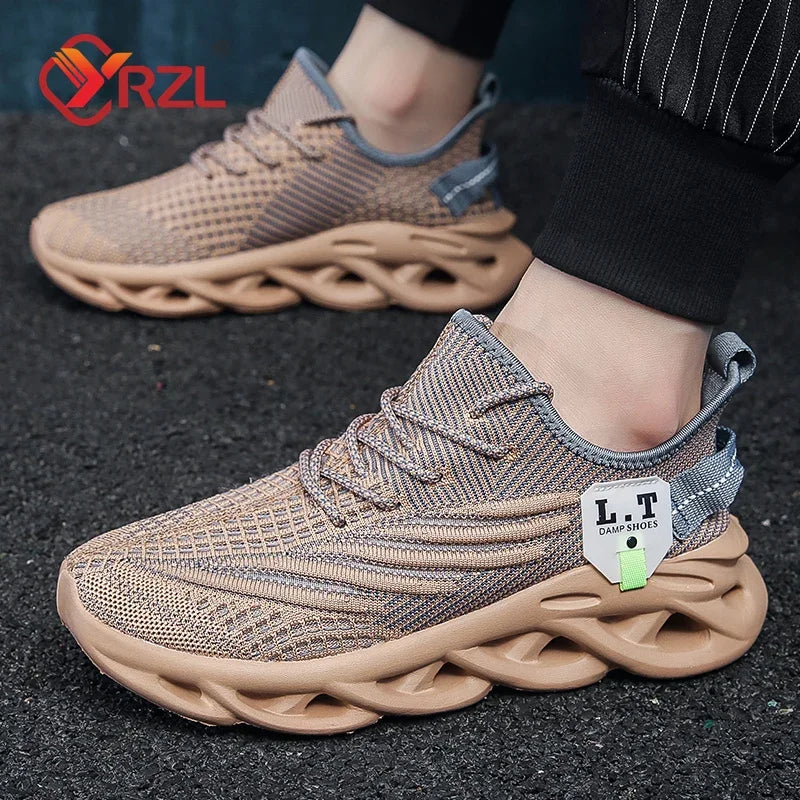 YRZL løbesko til mænd, sorte joggingsko, casual sneakers til udendørs brug, åndbart mesh, let stødabsorbering, sorte tennissko til kvinder