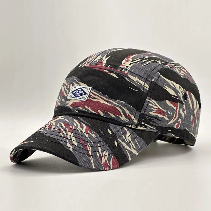 Baseballkappe im Workwear-Stil mit Camouflage-Muster und kurzer Krempe für Damen und Herren, trendige Unisex-Outdoor-Sonnenkappe