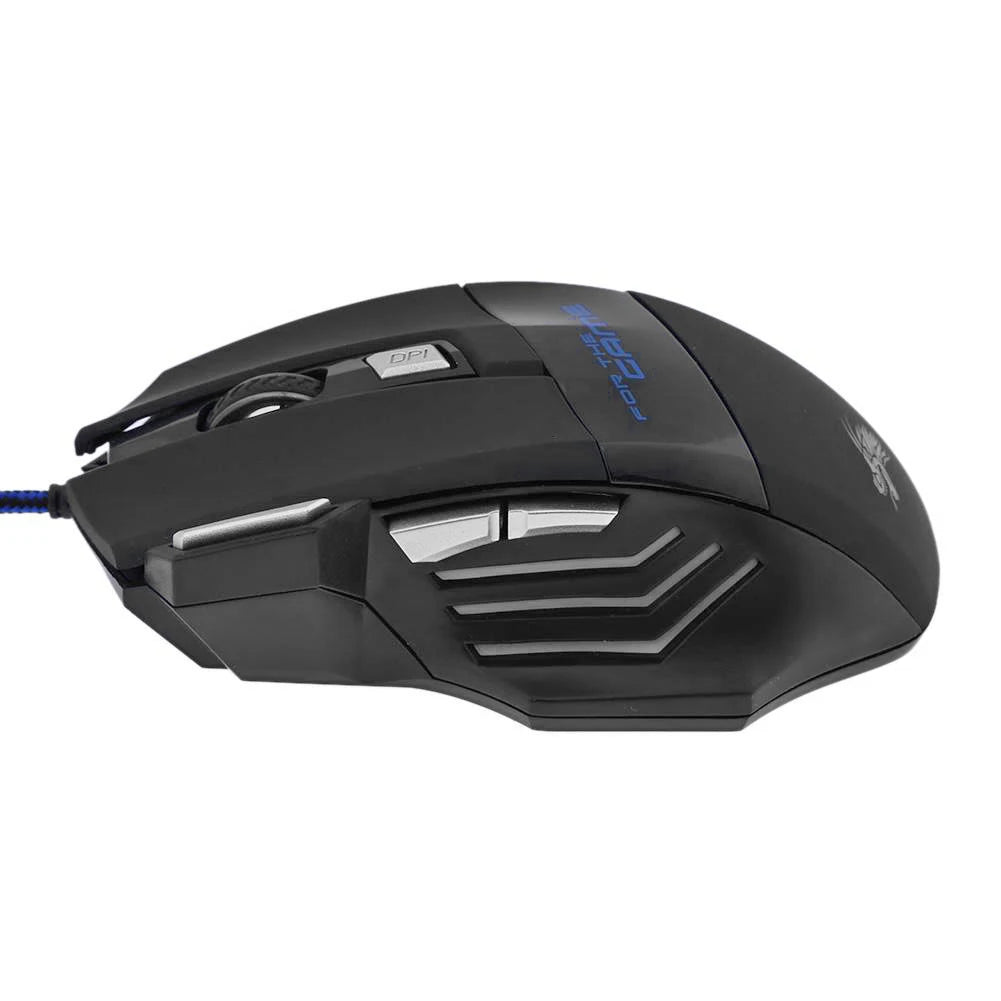 Kabelgebundene Gaming-Maus mit 7-Farben-Hintergrundbeleuchtung, 5500 DPI einstellbar, schwarz, optische kabelgebundene Computer-Gaming-Maus für PC-Gamer und Desktop-Computer