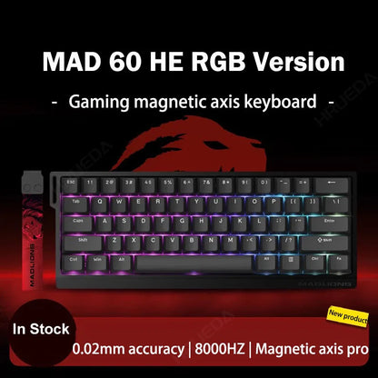MADLIONS Mad 60he Mad60HE Mad 68HE Teclado mecânico com interruptores magnéticos, com fios, hot-swap, taxa de polling 8K, teclado gaming personalizado