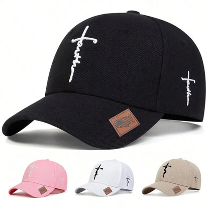 Șepci de baseball unisex cu broderie în formă de cruce, reglabile, pentru activități în aer liber, de primăvară și toamnă, casual, cu protecție solară