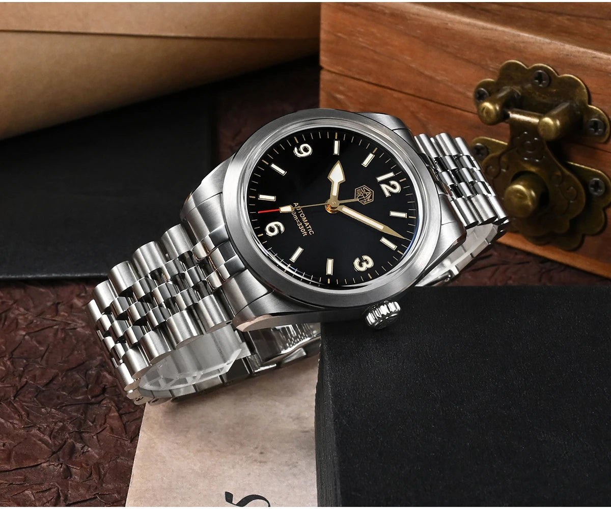 San Martin 38mm Men's Sport Watch Fashion Luxury Explore Climbing Automatic Mechanical Sapphire Waterproof 5 Links Bracelet BGW-9