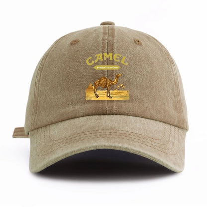 1 Pc CAMEL Print Washed Baseball Cap, Classic Casual Stylish , Perfect Gift For Grandpa Families And Friends