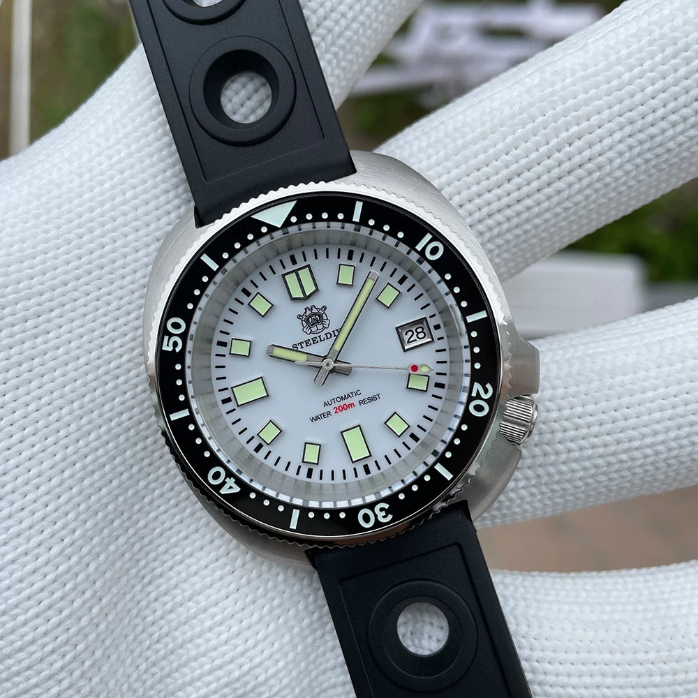 STEELDIVE New Arrival 44mm SD1974 Orange Dial Ceramic Bezel Super Luminous 200m NH35 Automatic Dive Watch with Milled Clasp