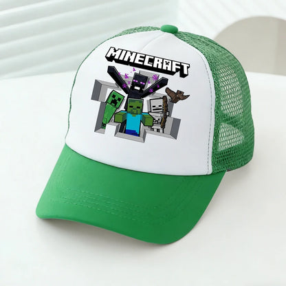 Baseballové čiapky s sieťovinou s motívmi z hry Minecraft, kreslené postavičky, pre dospelých a deti, športové čiapky, pre chlapcov a dievčatá, letné vonkajšie čiapky s klobúkom proti slnku, darček