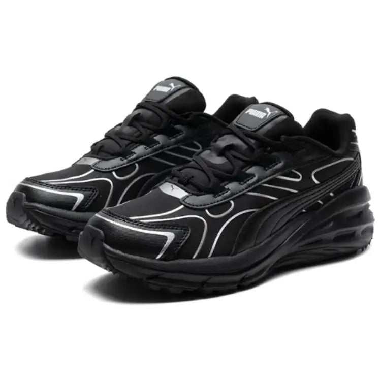 Puma Hypnotic Series LS, chaussures de ville décontractées à la fois élégantes et confortables, modèle bas, noir et argent, 397668-07.