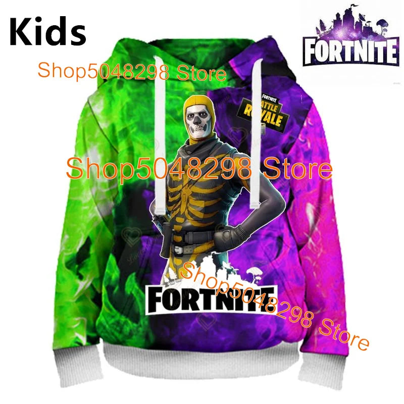 Hot Game Fortnite Hero Print Sweatshirt für Jungen und Mädchen, 3D-Kleidung, lässiger Kinder-Hoodie, für Kinder, Erwachsene, Herren und Damen, Frühlings- und Herbst-Pullover