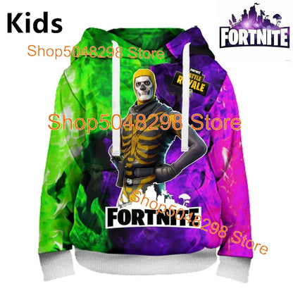 Hot Game Fortnite Hero Print Sweatshirt für Jungen und Mädchen, 3D-Kleidung, lässiger Kinder-Hoodie, für Kinder, Erwachsene, Herren und Damen, Frühlings- und Herbst-Pullover