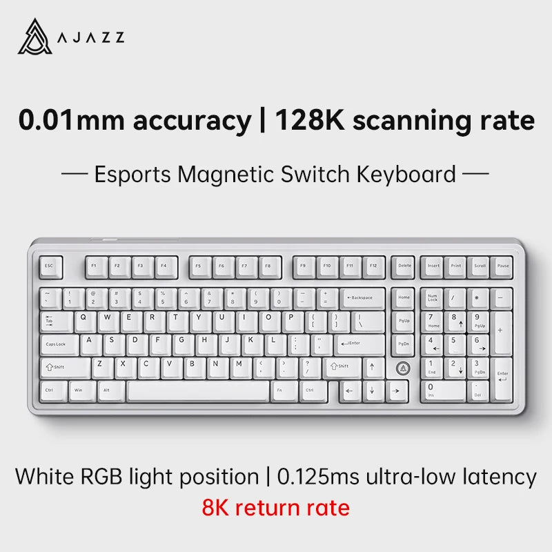 AJAZZ AK980 MAX Wired Magnetic Switch Keyboard 0.01mm 8K Mechanical Keyboards Hot Swap ARGB E-sports Games Customized Keyboard