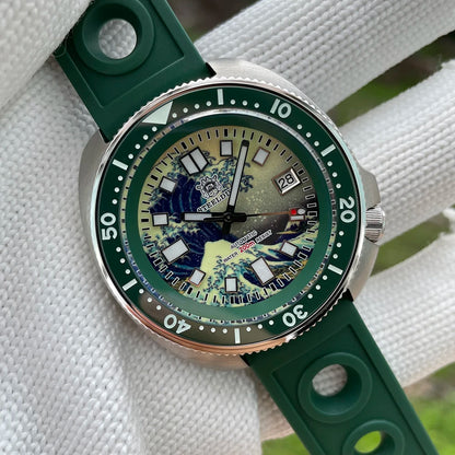 STEELDIVE SD1970J Kanagawa Turtle Full Luminous Dial Ceramic Bezel NH35 AutomaticSTEELDIVE Offical Store Mens Dive Watch