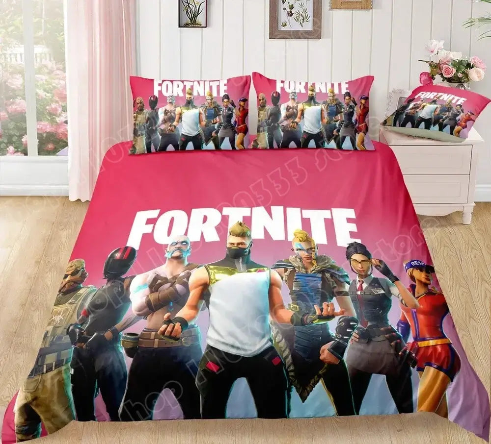 Fortnite Bedding Set Duvet Cover 3 Piece 3D Printed Bedroom Bedding Game Anime Cartoon Pillowcase Room Decoration Gifts