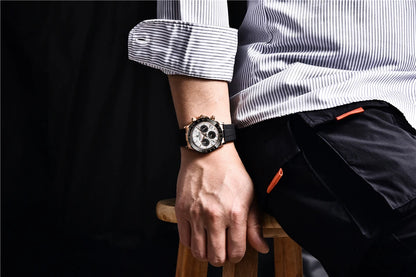 PAGANI DESIGN V2 40MM Reloj de cuarzo para hombre con esfera de meteorito, cristal de zafiro, cronógrafo retro y resistente al agua