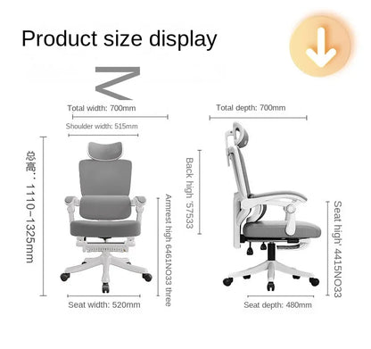 Ergonomska uredska stolica od mrežastog materijala s lumbalnom potporom, računalna stolica s visokim naslonom za odrasle, udobna radna stolica za duge sate
