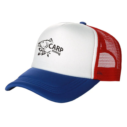 Pánske trucker čiapky s potlačou „Carp Fish“ – vtipné rybárske čiapky, baseballové čiapky, štýlové letné unisex čiapky zo sieťoviny MZ-169