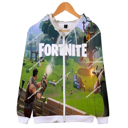 2024 New Game Zipper Hoodie Children's Sweatshirt Fortnite Pullover Sweatshirts Fashion Boys and Girls Clothing