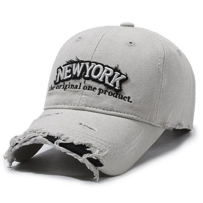 Vintage Old Hole Embroidery Letters Cowboy Baseball Cotton Soft Top Men's and Women's Spring and Summer Casual 56-60cm Sun Hat