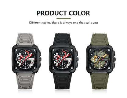 Top Brand CURREN Men's Watches Luxury Square Quartz Wrist Watch Original Waterproof Luminous Chronograph Watch for Men Relogio