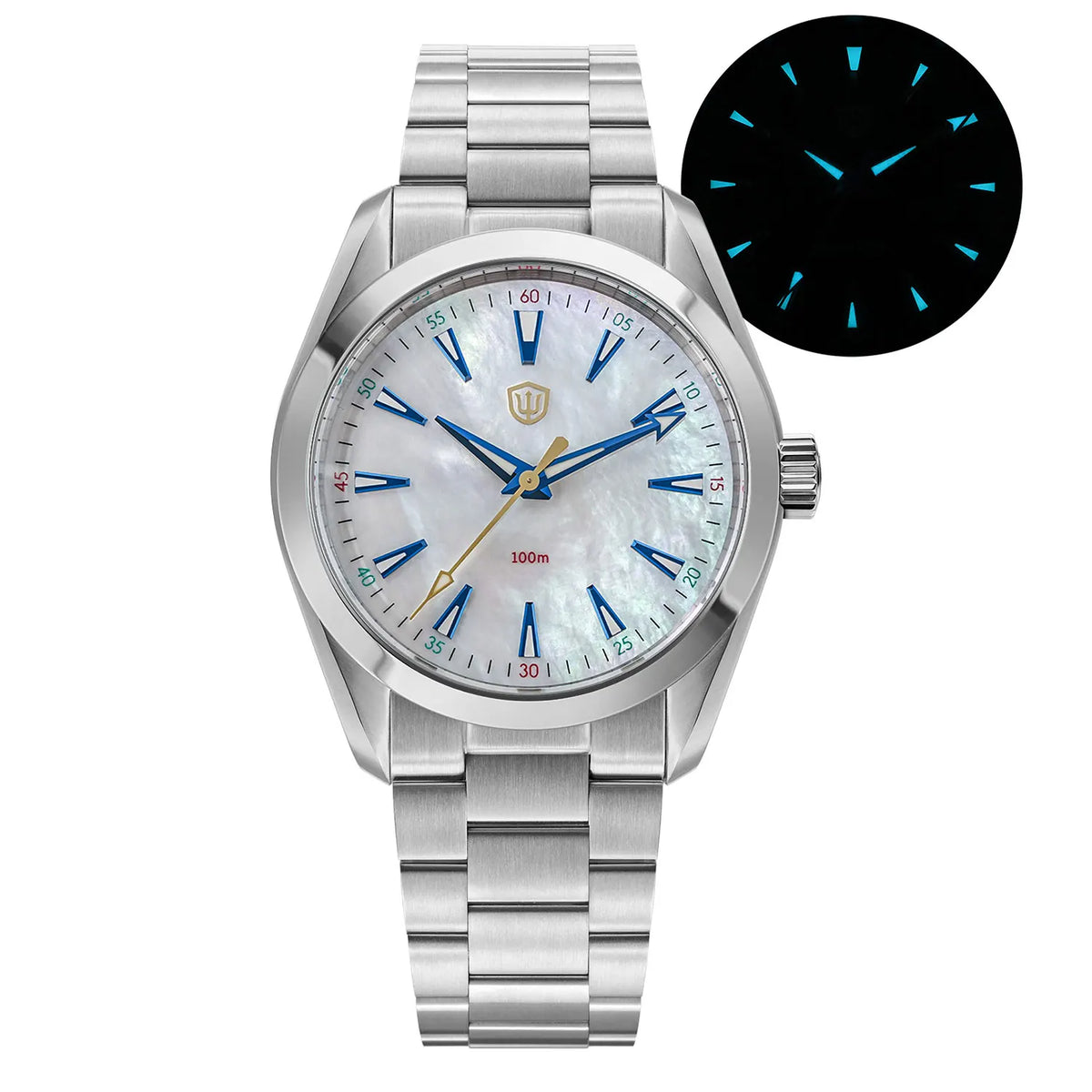 Ceas Watchdives WD0006, mecanism VH31 cu secundar fluid, sticlă de safir bombată, strat luminescent BGW9, rezistent la apă până la 10 bari, 38 mm, stil vintage