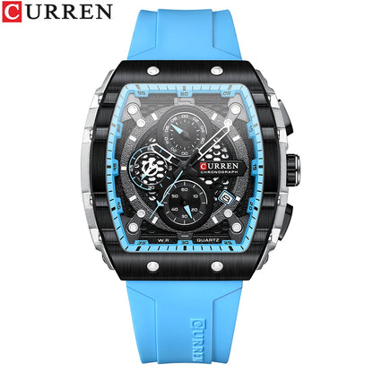 CURREN Fashion men watch brand unique square design luxury quartz sports tape watches men waterproof