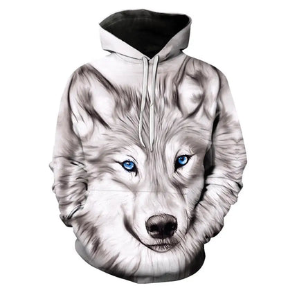 Europäischer und amerikanischer Bestseller: 3D-bedruckter Wolf-Hoodie, modischer langärmliger Pullover, cooler Animal-Sweatshirt mit Persönlichkeit
