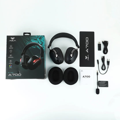 Casque de jeu AULA A700 filaire/sans fil 2,4 GHz/BT avec microphone intelligent à réduction de bruit et son surround 7.1