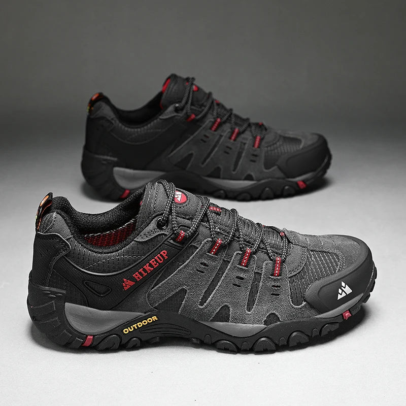 HIKEUP-Chaussures de randonnée en cuir suédé pour homme, baskets d'extérieur résistantes à l'usure, trekking, marche, chasse