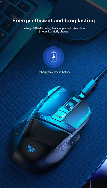AULA SC550 Wireless Gaming Mouse Dual-mode Rechargeable Luminous Mechanical gaming mouse for Desktop/laptop E-sports USB Mouse