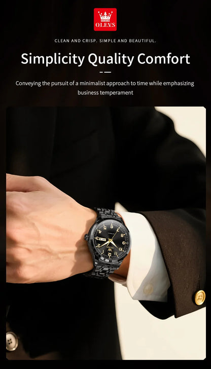 OLEVS Original Men's Fully Automatic Mechanical Watch Stainless Steel Calendar Week Men's Luminous Waterproof Business Watch